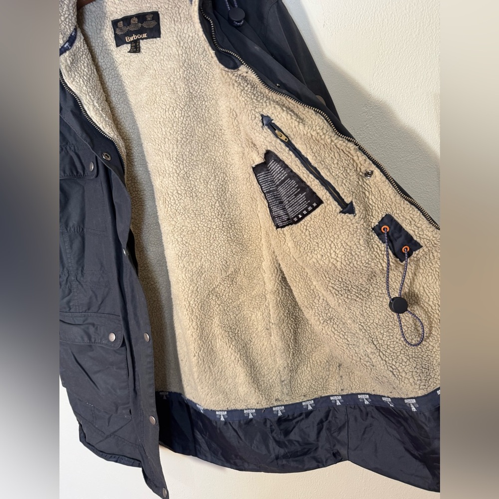 Barbour Carribena Wax Jacket US10 UK14 Black Coat Detachable Fur Fleece Lined - Picture 7 of 14